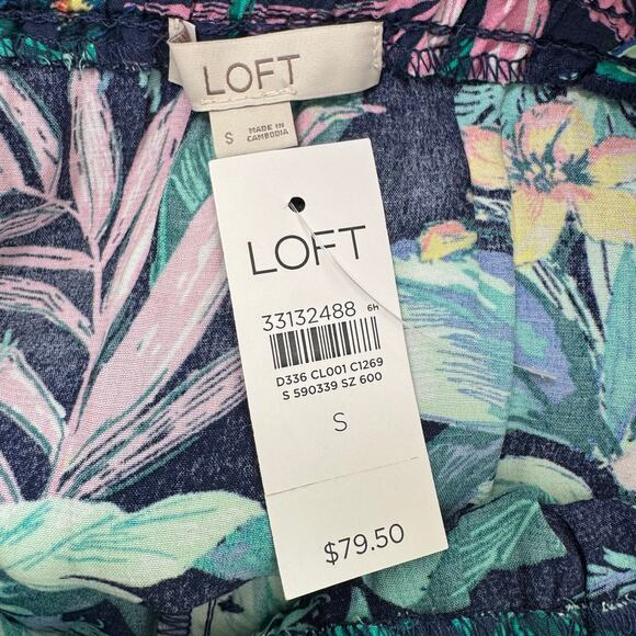 NWT Loft Women's Multicolor 100% Rayon Floral Button Midi Skirt Tropical Small - Picture 5 of 8